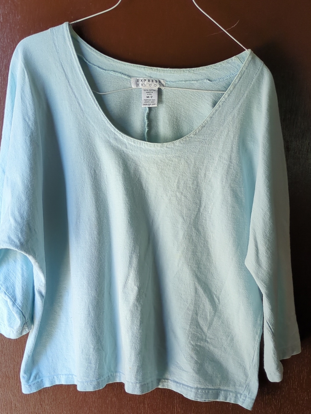 Express Pale Blue Scoop Neck Long Sleeve Top Size M